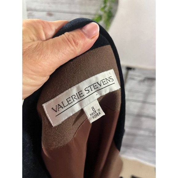 Valerie Stevens Vintage Jacket Blazer size 8 Brown Wool Black Velvet 90's Y2K - Picture 14 of 14